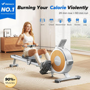 16-Level Dual-Rail Magnetic Rowing Machine, Advanced LCD Monitor, Wide Seat, Charcoal, 250 lb Capacity