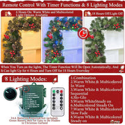 Remote Control&Extra Long-18 Ft Prelit Christmas Garland for Stairs Railing Mantle Front Door Porch Indoor Outdoor Decor 100 Warm White&Colors Switch Lights Timer 8 Modes,340 Thick Branches Tips