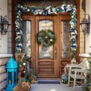 Pre-lit 6 Feet/72 Inch Christmas Garland, Blue & White Lighted Garland with 50 LED Lights for Indoor Outdoor Xmas Decor Holiday Decorations, Battery Operated (Batteries NOT Included)