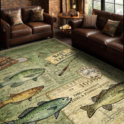 Rugs 8x10 Rustic Cabin Area Rugs for Living Room Bedroom, Washable Low Pile Non-Slip Rubber Backing, Vintage Style Carpet Green