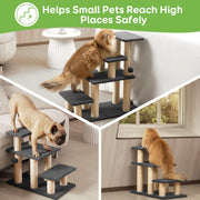 Dog Stairs & Cat Scratching Post Pet Steps for High Bed Couch High-Strength Boards Hold up to 150 lbs for Indoor Small Cats Kittens Dogs Climbing Playing, 4 Combination Options, 4 Steps