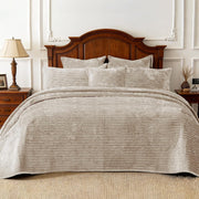 Oversized King Bedspread 120x128 Striped Soft Velvet Quilt Set