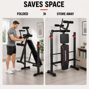 Foldable 1500LBS Capacity 8 IN 1 Weight Bench Set with Leg Extension/Squat Rack/Preacher Curl, Adjustable Bench Press for Home Gym Full Body Workout (US Stock)