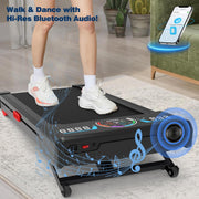 Foldable Treadmill with Incline-Walking Pad with Handle Bar-Portable Walking Pad Treadmill 350+ lb Capacity-Under Desk Treadmills, 4 in 1 Running Machine LED Display/Dual Control