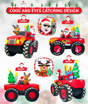 7FT Christmas Inflatable Outdoor Decoration, Inflatable Santa Claus & Reindeer on Monster Truck, Blow Up Yard Decorations LED Lighted for Yard, Garden, Lawn, Home Xmas Holiday Decor