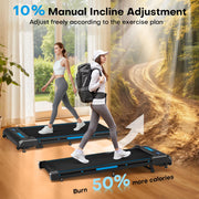 Walking Pad, 6.2MPH Under Desk Walking Pad with 10% Incline, Treadmills for Home with Double Frame, 2.75HP Brushless Drive Treadmill, 12 HIIT Programs, Remote Control, 350LBS Capacity