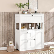Bathroom Cabinet, Modern Bathroom Floor Storage Cabinet Organizer with 1 Door and 3 Drawers, Freestanding Cupboard for Kitchen/Living Room Use