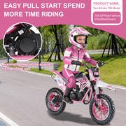 50cc 2-Stroke Gas Dirt Bike for Kids 8-14, Max Load 330Lbs & Speeds up to 25MPH, Off-Road Mini Dirt Bike/Pit Bike with Front & Rear Disc Brakes, Gas Powered Motorcycle for Boys, Girls (Pink)