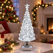 12.5' 'Crystal Christmas Tree Snow Globe with Music, Lighted Spinning Glitter Water Lantern with 6H Timer, USB & Battery Operated Xmas Table Decor