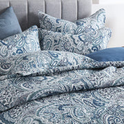 Cotton Bedspread Quilt Sets, 3 Pieces Reversible Comforter Coverlet Sets,Blue Floral Paisley Bedspread,King Size