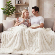 Light Beige Cozy Faux Fur Throw Blanket for Living Room Bedroom 50x60 Thick Ultra Soft Aesthetic Fuzzy Throw Blanket Fluffy Furry Bed Comforter Home Decor 860 GSM