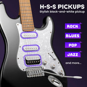 Electric Guitar Kit Beginner - 39in Guitar Set Adults with Roasted Maple Neck HSS Pickup Solid Okoume Body Electric Guitar with Gig Bag Amplifier Strap Strings Cable Picks Black