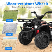 Kids ATV 4 Wheeler, 24V 5 MPH Electric Ride On Quad with LED Headlights, Music & Stories, Multi-Terrain Ride On Toy with Front & Rear Storage for Boys Girls Aged 3+ (24V, Black)