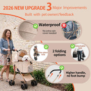 Dog Stroller, 22" Pet Cradle for Small Dog, Pet Stroller with 4 Pu Wheels, 10Lbs Ultra-Light Dog&Cat Stroller for Small Pets, Max 22Lbs Capacity Detachable & Foldable Design with Cup Holder