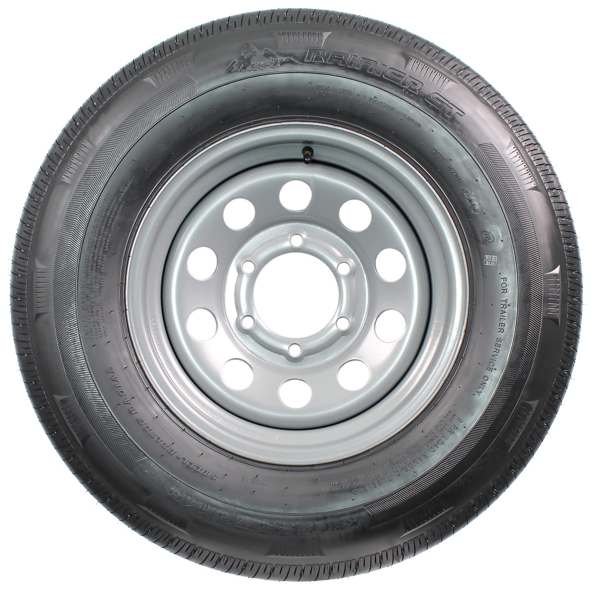 Radial Trailer Tire Rim Assembly ST225/75R15 Silver 6 Lug Load D