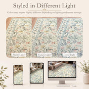 Boho Washable Rug 8x10, Large Area Rug for Living Room, Soft Floral Carpet for Bedroom Non Slip, 8 x 10 Indoor Beige Carpets for Nursery Dining Room Apartment Office Decor