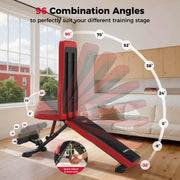 Adjustable Weight Bench, Full Body Workout Bench for Home Garage Gym Strength Training, Incline Flat Decline for Sit Up Bench Press