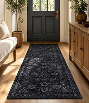 Washable Olive Green 8x10 Area Rugs for Living Room, Dark Vintage Rug for Bedroom Non Slip Distressed, Large Soft Boho Floral Carpet for Playroom Dining Room Home Office Decor