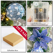 Pre-Lit 6ft Silver Blue Christmas Garland with 30 LED Lights Frozen Winter Xmas Lighted Garland for Mantel with Poinsettia,Pine Cones,Ball Ornaments,Battery Operated Indoor Outdoor Decor