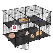 41 Panels Pet Playpen, 35.4" x 23.6" x 23.6" Small Animal Playpen Rabbit Cage for Guinea Pigs,Bunny,Hedgehogs, with 2 Doors, Puppy Play Pen Indoor Outdoor, Two-Story C&C Cage