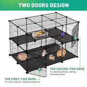 41 Panels Pet Playpen, 35.4" x 23.6" x 23.6" Small Animal Playpen Rabbit Cage for Guinea Pigs,Bunny,Hedgehogs, with 2 Doors, Puppy Play Pen Indoor Outdoor, Two-Story C&C Cage