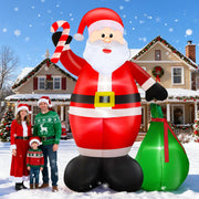 12 Ft by 7.6 Ft Giant Christmas Inflatables Decorations Outdoor Santa Claus with Gift Bag with LED Light for Christmas Blow Up Yard Decor for Lawn Garden Party Holiday Xmas Decorations Cute Fun