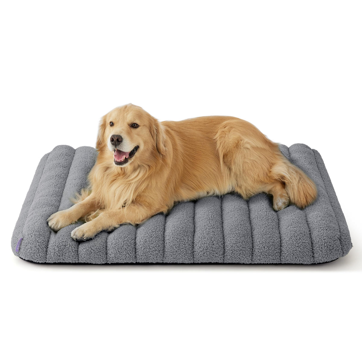 Cute Orthopedic Dog Bed for Extra Large Dogs, XL Waterproof Chic Flat Pet Beds with Removable Washable Cover, Fuzzy Thick Egg Crate Foam Pet Mat for Indoor Use (44" x 32", Grey)