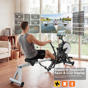8-Level Foldable Magnetic Rowing Machine, LCD Monitor, Standard Seat, Black, 265 lb Capacity