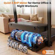 Foldable Walking Pad Treadmill with Height-Adjustable Handlebar