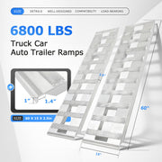 60" x 15" Aluminum Trailer Ramps 6800 LBS Motorcycle ATV Loading
