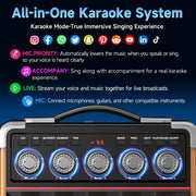 200W Karaoke Machine with Premium Wood Cabinet for Powerful Sound