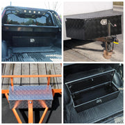 39"X16.5"X12"Black Heavy Duty 5 Bar Tread Aluminum Trailer Tongue Box Pick Up Truck Tool Box Storage Organizer w/Lock & Keys