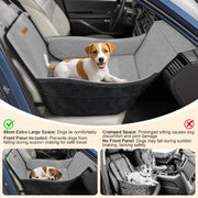 Elevated Dog Car Seat for Small and Medium Dogs Up to 35 lb 4" High-Density Foam Dog Car Bed, 2 Storage Pockets,3 Safety belts,Fully Removable and Washable for Easy Care,Black+Gray