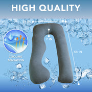 Pregnancy Pillows, U-Shape Full Body Pillow - Solid – Cooling Removable Cover Dark Grey – Pregnancy Pillows for Sleeping – Body Pillows for Adults, Maternity Pillow and Pregnancy Must Haves