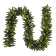 9ft Pre-Lit Christmas Garland, Battery Operated Garland with Dual-Color LED Lights & Timer, Outdoor Holiday Artificial Decor for Stairs, Front Door & Wall