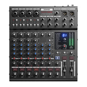 DAM-1000 10-Channel Analog DJ Audio Mixer Sound Board, with 4 Premium LAXY-PRE Microphone, 48V Phantom Power Preamps, BT 5.3, 48kHz 24Bit Sample Rate