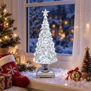 12.5' 'Crystal Christmas Tree Snow Globe with Music, Lighted Spinning Glitter Water Lantern with 6H Timer, USB & Battery Operated Xmas Table Decor