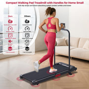 Small Treadmill for Home, Walking Pad Treadmill with Incline and Handle Bar 3.0HP Electric Under Desk Treadmill for Small Space, 0.6-7.6MPH Portable Mini Exercise Treadmills, 350LBS Capacity