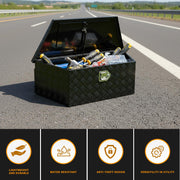 39 inch Trailer Tongue Box,Aluminum Trailer Tool Box for Storage,Trailer Box w/Lock and Keys,Heavy Duty Waterproof Black Box - 39 X 15 X 12 inch
