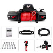 Winch-13500 lb. Load Capacity Electric Winch Kit 12V Synthetic Rope,Waterproof IP67 Electric Winch with Hawse Fairlead, with Wireless Handheld Remote and Corded Control Recovery