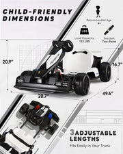 36V Electric Go Kart for Kids, Licensed Porsche Drift Kart, White