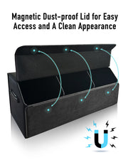 Car Trunk Organizer for SUV and Sedan, Black, 29.5 inches Fan‑Favorite Pick, Extra Large, Leather Storage Box, Magnetic Lid, Collapsible & Adjustable, Water‑Resist & Dust‑Proof