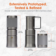 Café, Portable Coffee Maker, Portable Espresso Machine, Compact Camping Coffee Maker, Stainless Steel Travel Coffee Maker with Camping Coffee Cup, Reusable, 12 oz