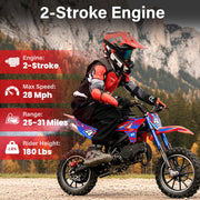 49cc Dirt Bike 50cc Gas Powered 2 Stroke Off Road Gas Bike for Kids Boys