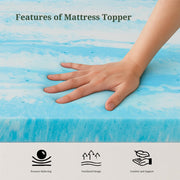 4 Inch Twin Mattress Topper, Ventilated Gel Memory Foam Mattress Bed Pad Pressure Relief | Body Support Mattress Bed Topper | CertiPUR-US certified | Blue