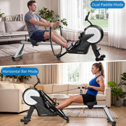 8-Level Foldable Magnetic Rowing Machine, App-Ready Monitor, Wide Seat, Black, 250 lb Capacity