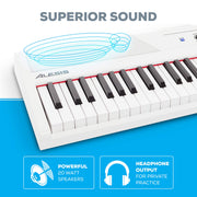 Digital Piano Bundle - Electric Keyboard with 88 Semi Weighted Keys, Built-In Speakers and Sustain Pedal – Recital (White) and M-Audio SP-2