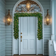 9ft Pre-Lit Christmas Garland, Battery Operated Garland with Dual-Color LED Lights & Timer, Outdoor Holiday Artificial Decor for Stairs, Front Door & Wall