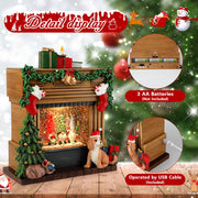 Christmas Snow Globes with 6H Timer, Lighted Musical Snow Globe Gnomes and Dog Fireplaces Lantern with Swirling Glitter, USB & Battery Operated Spinning Glitter Snow Globe Christmas Decorations Gifts