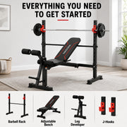 Foldable 1500LBS Capacity 8 IN 1 Weight Bench Set with Leg Extension/Squat Rack/Preacher Curl, Adjustable Bench Press for Home Gym Full Body Workout (US Stock)